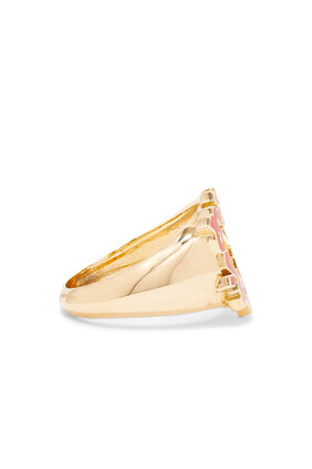 Heart Shape Red-Enamel Hobb Ring